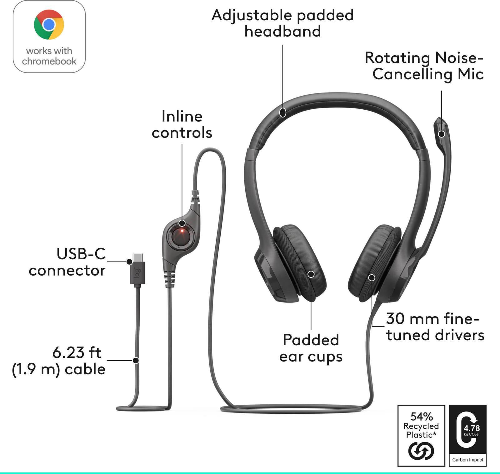 LOGITECH H390 USB C COMPUTER HEADSET