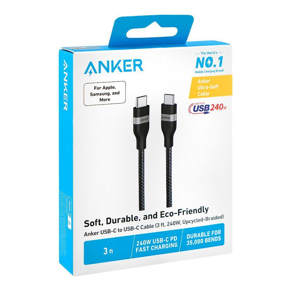 ANKER 310 USB-C TO USB-C CABLE (3FT, 240W, BRAIDED) BLACK