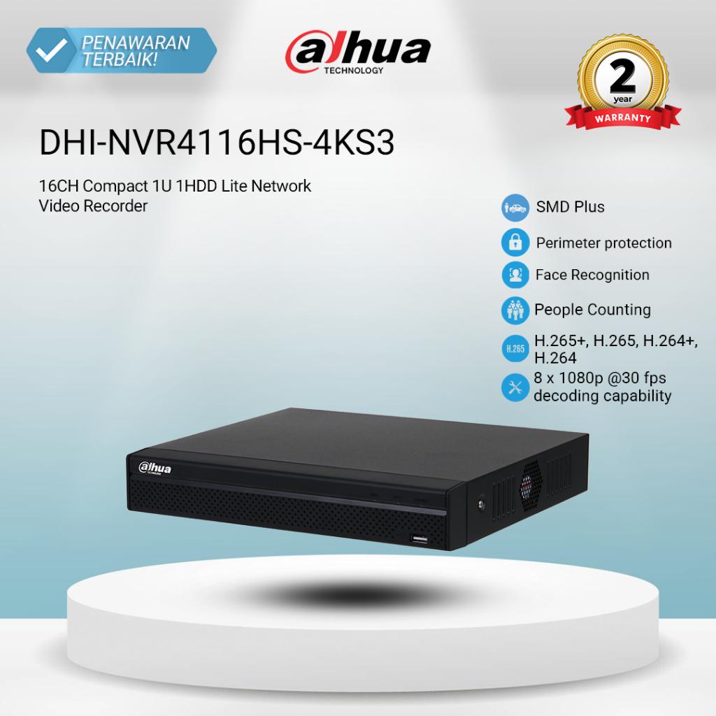 DAHUA NVR4116HS-4KS3 -16CH Compact 1U 1HDD Lite NVR, Embedded Linux Operating system,upto 16 access channels, 10/100/1000 Mbps Ethernet port, RJ-45... image 4