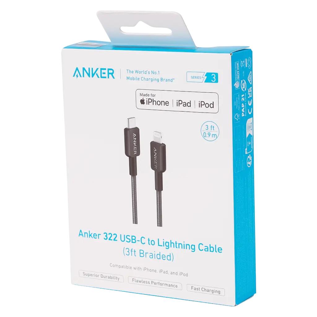 ANKER 322 USB-C TO LIGHTNING (3FT BRAIDED) BLACK