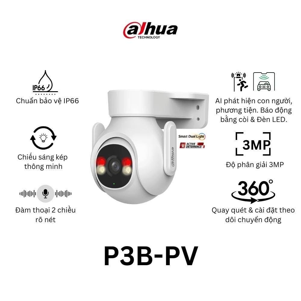 P3B-PV 3MP Outdoor Fixed-focal Wi-Fi Pan & Tilt Network Camera, RJ45 Ethernet & wifi connectivity, Micro SD card (up to 256 GB); 0° to 355°;pan and...