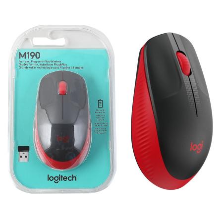 Logitech M190 Full Size Wireless Mouse - Red