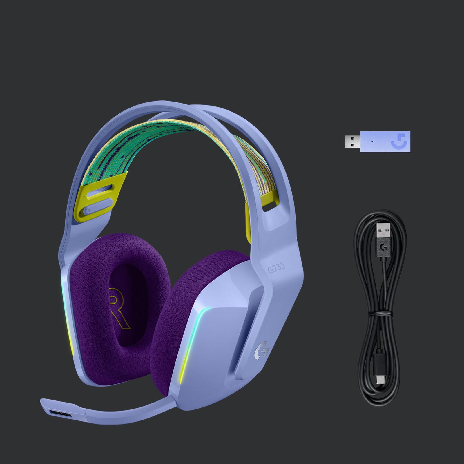 LOGITECH G733 LIGHTSPEED WIRELESS RGB GAMING HEADSET (LILAC) image 2