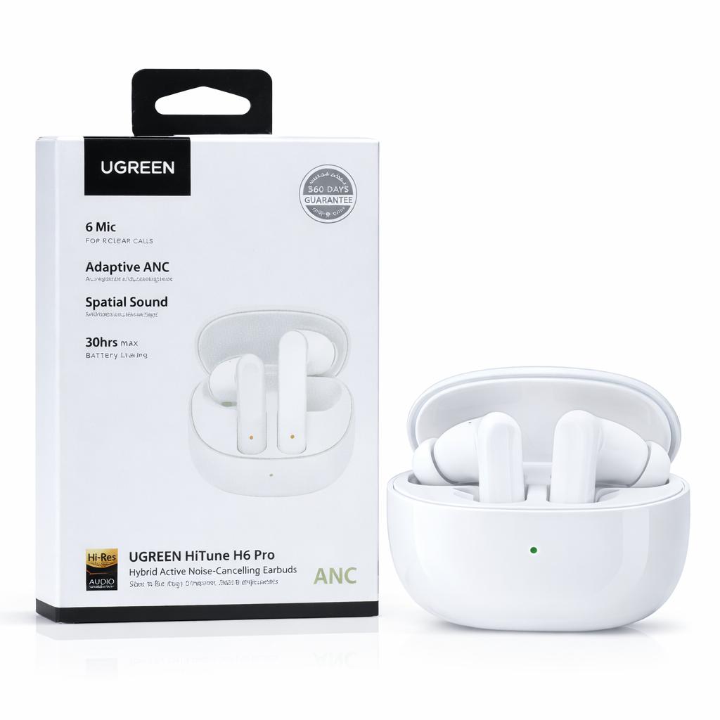 UGREEN W203 HiTune H6 Pro Hybrid Active Noise-Cancelling Earbuds -White