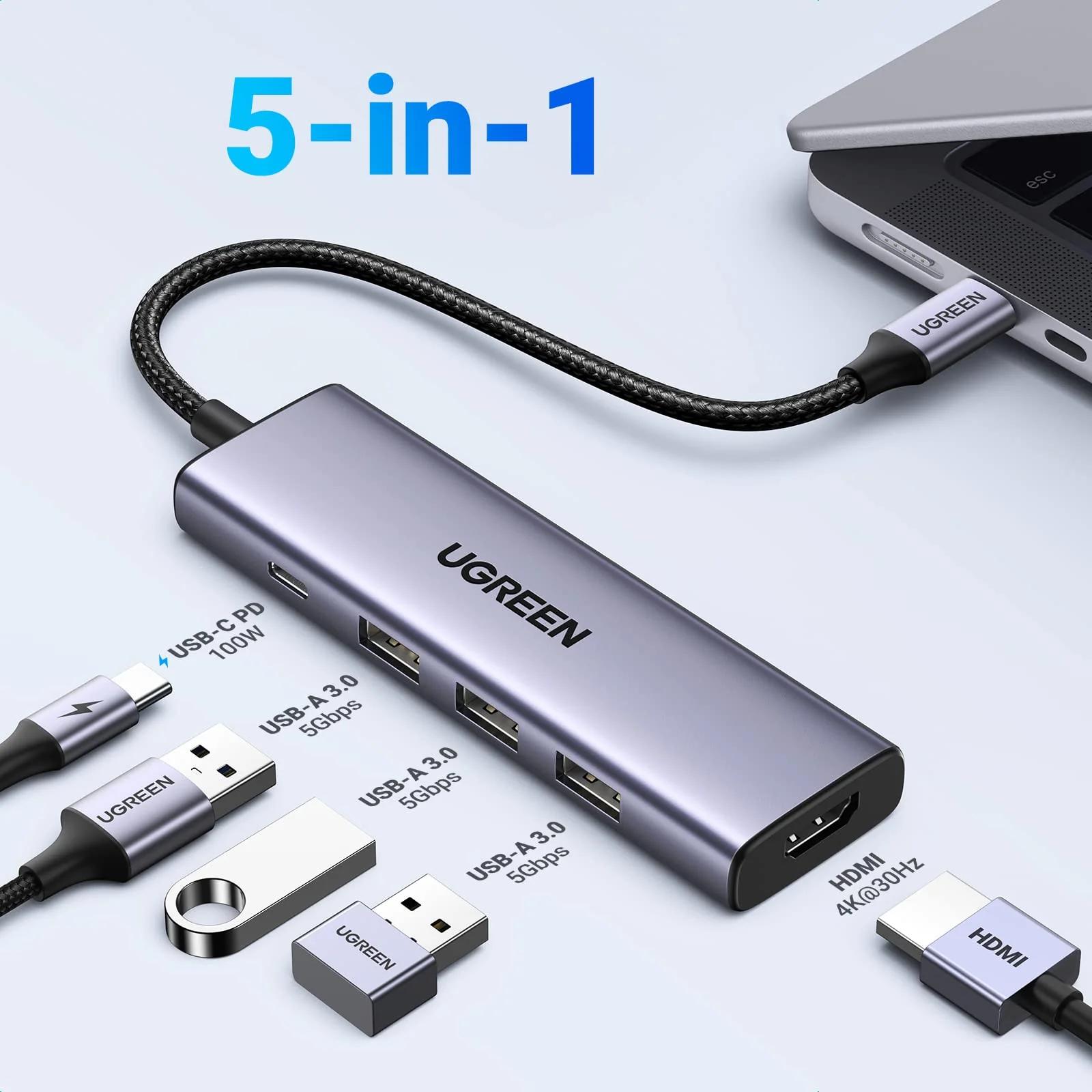 UGREEN CM511 5-in-1 USB-C Hub with USB-A, USB-C Data and HDMI 4K 30Hz