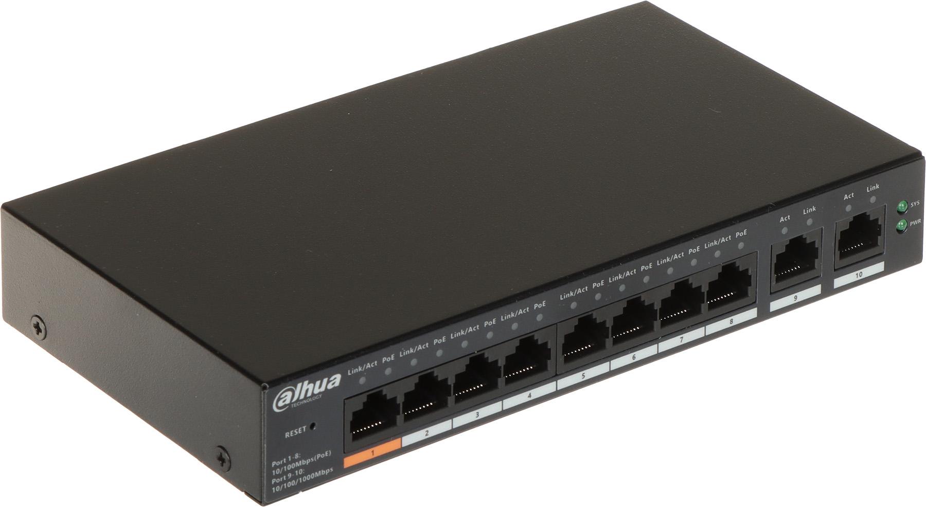 DAHUA CS4010-8ET-60 10-Port Cloud Managed Desktop Switch with 8-Port PoE RJ-45 10/100 Mbps,2 × RJ-45 10/100/1000 Mbps (uplink), 60W. image 4