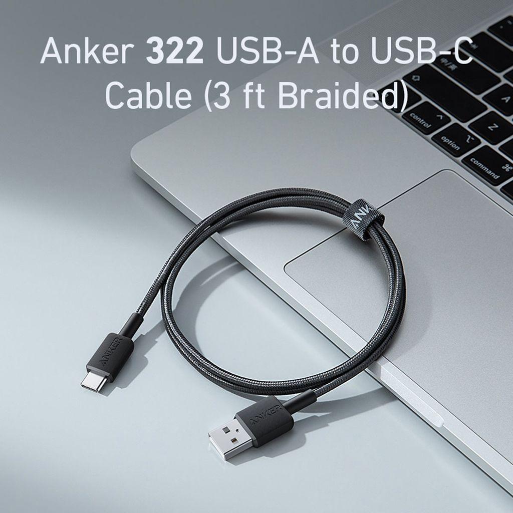 ANKER 322 USB-A TO USB-C CABLE (3FT BRAIDED) BLACK image 2