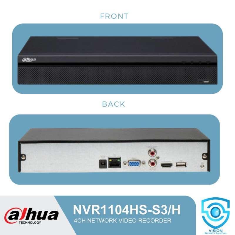 DAHUA NVR1104HS-P-S3/H(V2.0) – 4‑Channel PoE NVR, Embedded Linux Operating system, 10/100/1000 Mbps Ethernet port, RJ-45 network port; 4-POE PORTS...