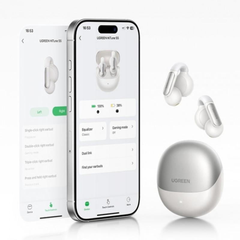 UGREEN WS210 HiTune S5 True Wireless Earbuds, Open-Ear & Smart Noise Cancelling -White