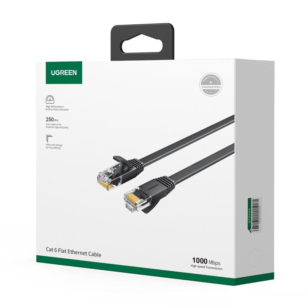 UGREEN NW102 Cat 6 U/UTP Lan Flat Cable 15m Black