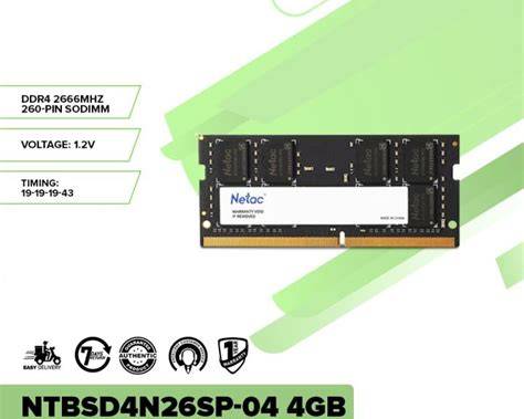 NETAC 4GB DDR4 2666MHz CL19 Laptop RAM image 2
