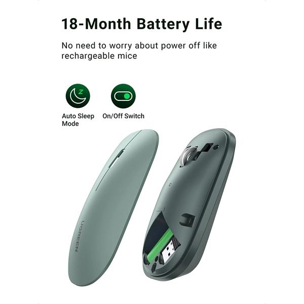 UGREEN MU001 Portable Wireless Mouse - (Green)