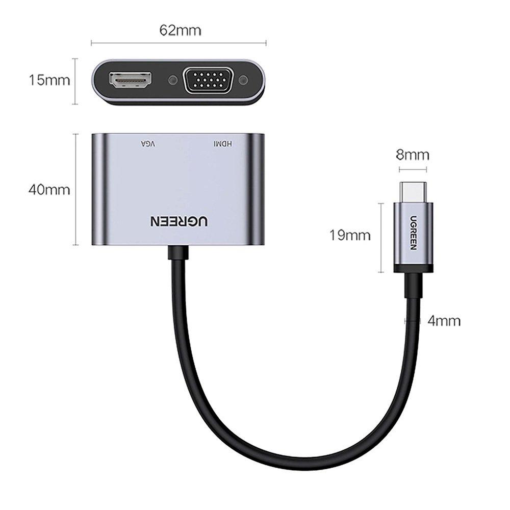 UGREEN CM162 4-in-1 USB-C to HDMI, VGA, USB 3.0 and 100W PD Adapter - Space Gray