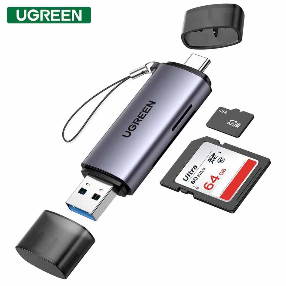 UGREEN CM185 50706 USB-A/USB-C SD and microSD Card Reader Gray