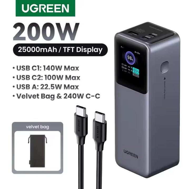 UGREEN PB726 25000mAh 200W Laptop Portable Power Bank-Black